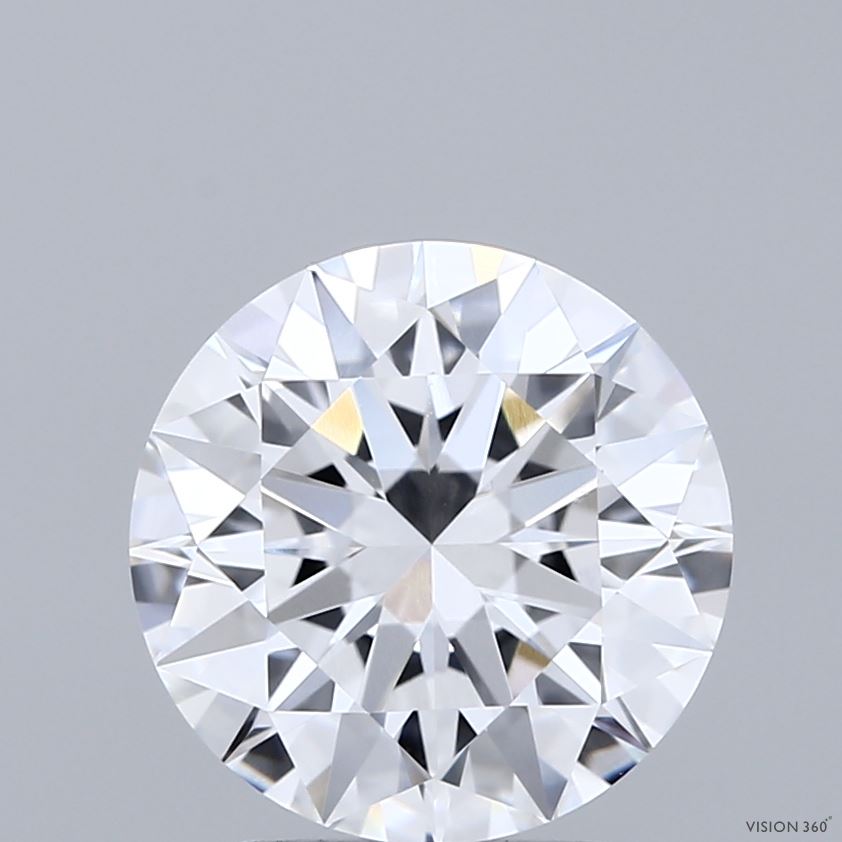 3.09 Carat Round Shaped, Excellent Cut, D Color, VVS1 Clarity, GIA Certified Lab Grown Diamond