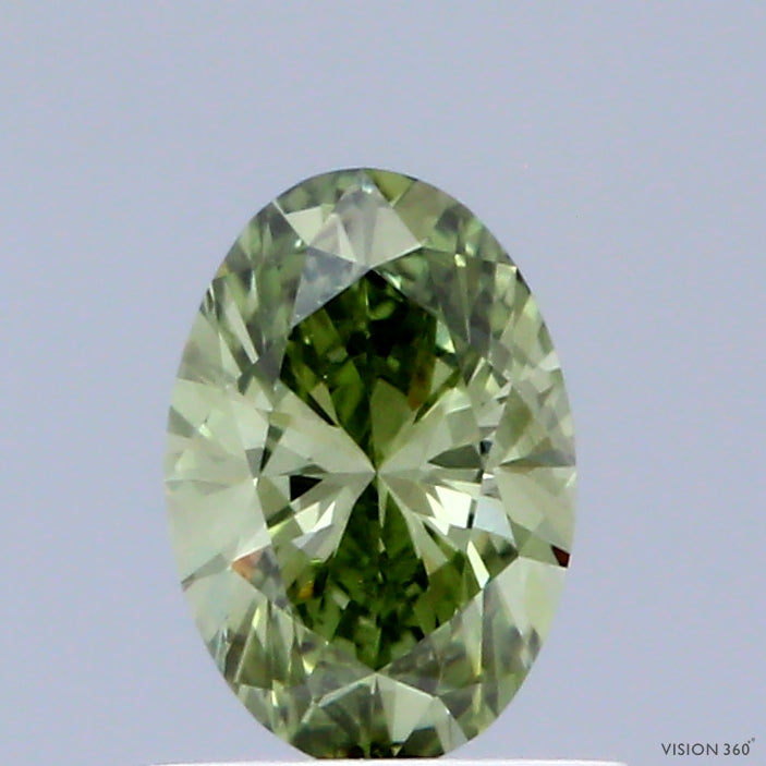 0.54 Carat Oval Shaped, Excellent Cut, FANCY VIVID GREEN Color, VS1 Clarity, IGI Certified Lab Grown Diamond