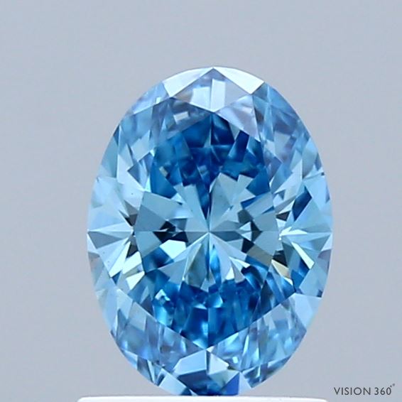 0.83 Carat Oval Shaped, Ideal Cut, FANCY VIVID BLUE Color, VS1 Clarity, IGI Certified Lab Grown Diamond
