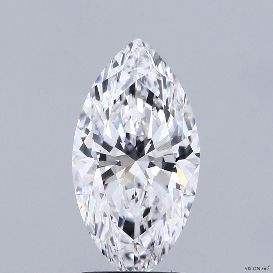 2.02 Carat Marquise Shaped, Ideal Cut, D Color, VVS2 Clarity, IGI Certified Lab Grown Diamond