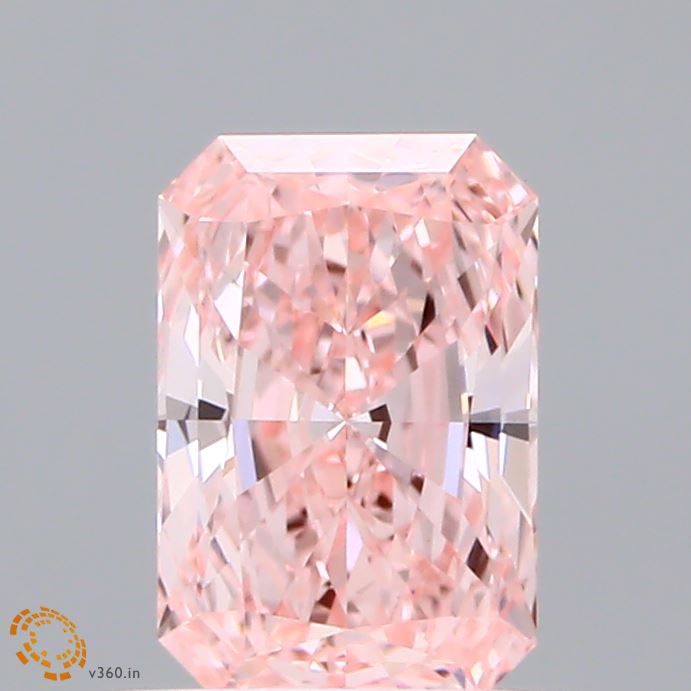 0.75 Carat Radiant Shaped, Ideal Cut, FANCY VIVID PINK Color, VVS2 Clarity, IGI Certified Lab Grown Diamond