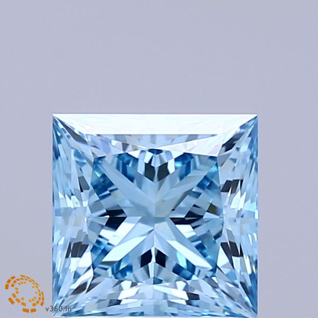 1.81 Carat Princess Shaped, Ideal Cut, FANCY VIVID BLUE Color, VS1 Clarity, IGI Certified Lab Grown Diamond
