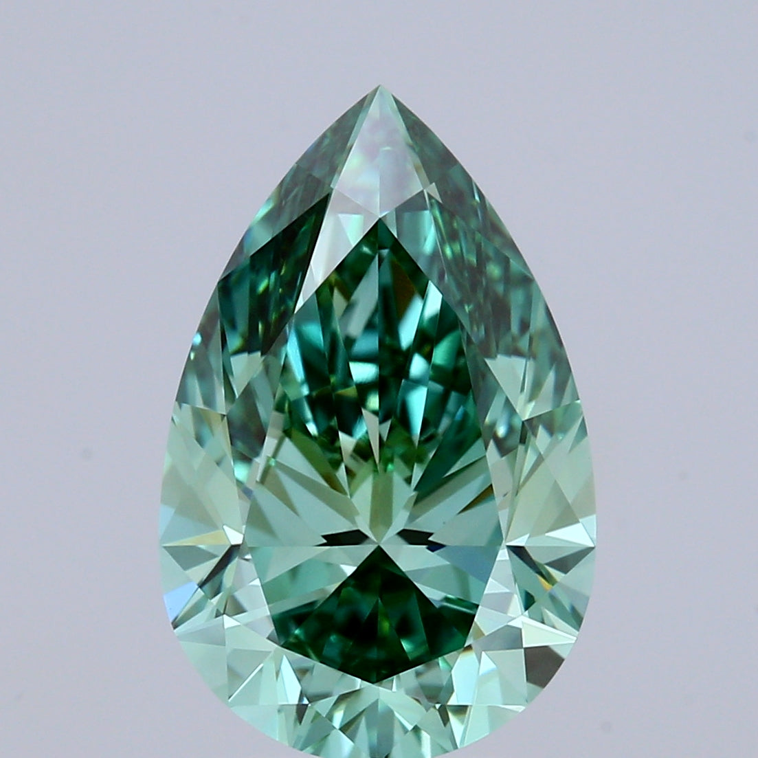 3.03 Carat Pear Shaped, Ideal Cut, FANCY VIVID GREEN Color, VVS2 Clarity, IGI Certified Lab Grown Diamond