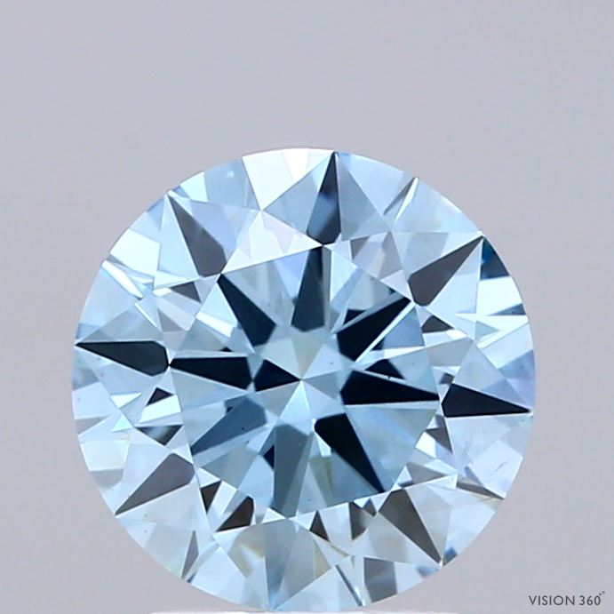 2.00 Carat Round Shaped, Ideal Cut, FANCY VIVID BLUE Color, VS1 Clarity, IGI Certified Lab Grown Diamond