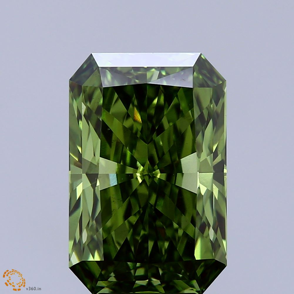 5.87 Carat Radiant Shaped, Excellent Cut, FANCY VIVID GREEN Color, VS1 Clarity, IGI Certified Lab Grown Diamond