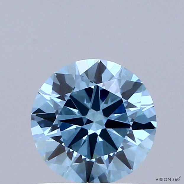 0.95 Carat Round Shaped, Excellent Cut, FANCY VIVID BLUE Color, VVS2 Clarity, IGI Certified Lab Grown Diamond