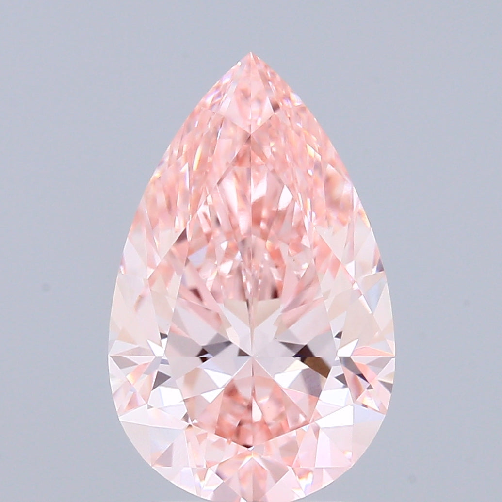 2.51 Carat Pear Shaped, Ideal Cut, FANCY VIVID PINK Color, VVS2 Clarity, IGI Certified Lab Grown Diamond
