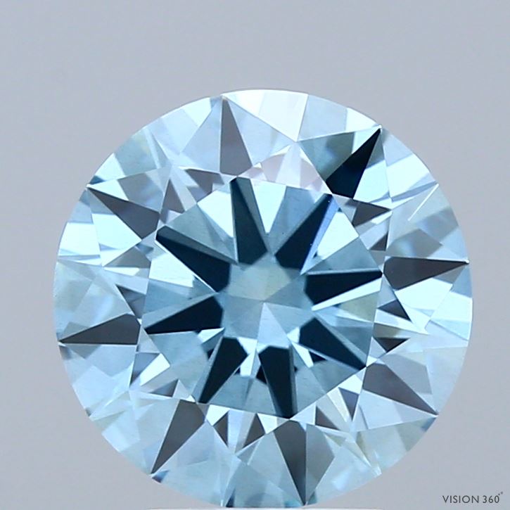 2.88 Carat Round Shaped, Ideal Cut, FANCY VIVID BLUE Color, VS2 Clarity, IGI Certified Lab Grown Diamond