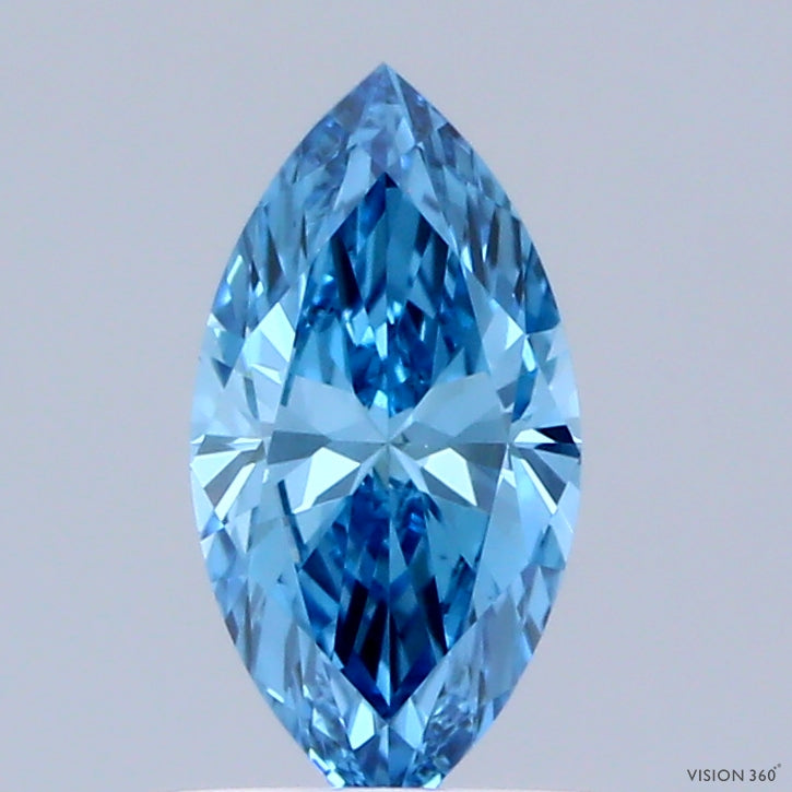 0.52 Carat Marquise Shaped, Ideal Cut, FANCY VIVID BLUE Color, VS1 Clarity, IGI Certified Lab Grown Diamond