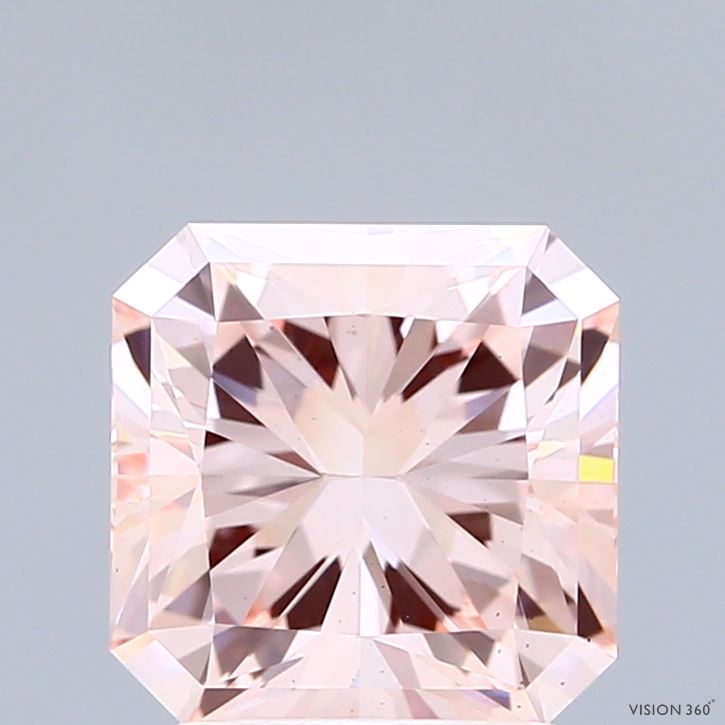 2.41 Carat Radiant Shaped, Ideal Cut, FANCY INTENSE PINK Color, VS1 Clarity, IGI Certified Lab Grown Diamond