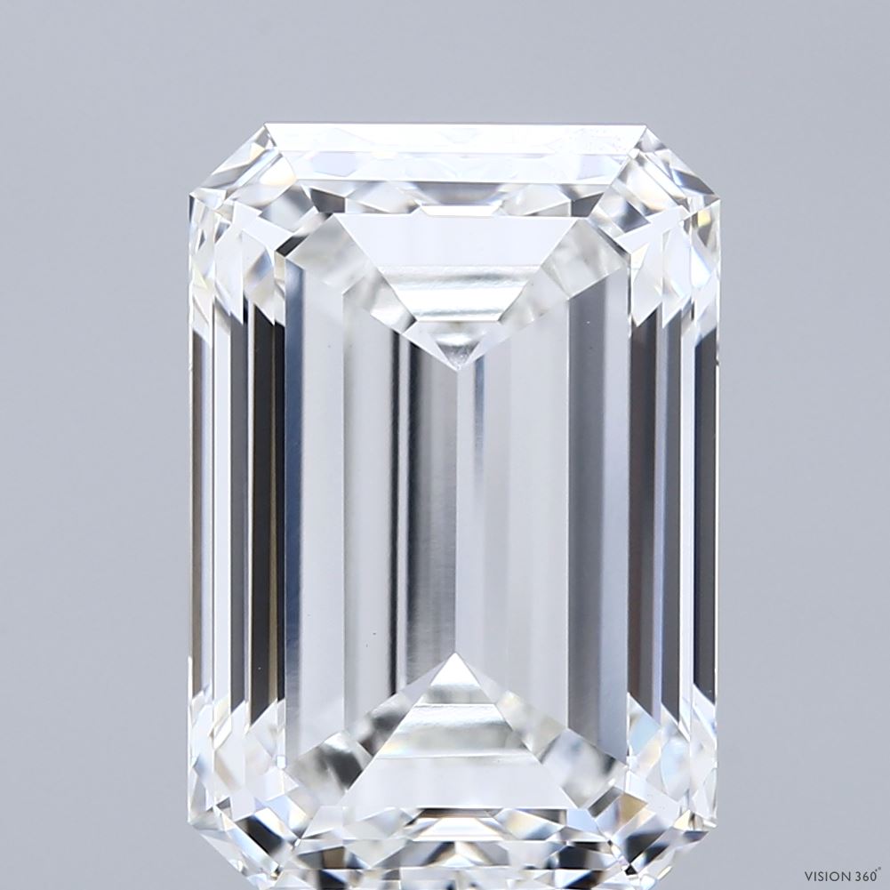 8.02 Carat Emerald Shaped, Ideal Cut, F Color, VVS2 Clarity, IGI Certified Lab Grown Diamond