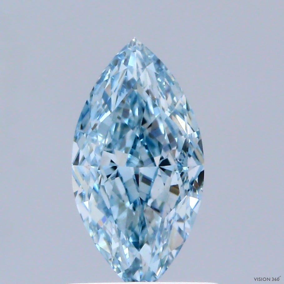 1.13 Carat Marquise Shaped, Ideal Cut, FANCY BLUE Color, VS1 Clarity, IGI Certified Lab Grown Diamond