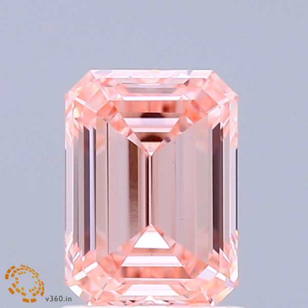 1.50 Carat Emerald Shaped, Ideal Cut, FANCY VIVID PINK Color, VS1 Clarity, IGI Certified Lab Grown Diamond