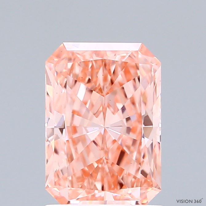 1.50 Carat Radiant Shaped, Ideal Cut, FANCY VIVID PINK Color, VS1 Clarity, IGI Certified Lab Grown Diamond