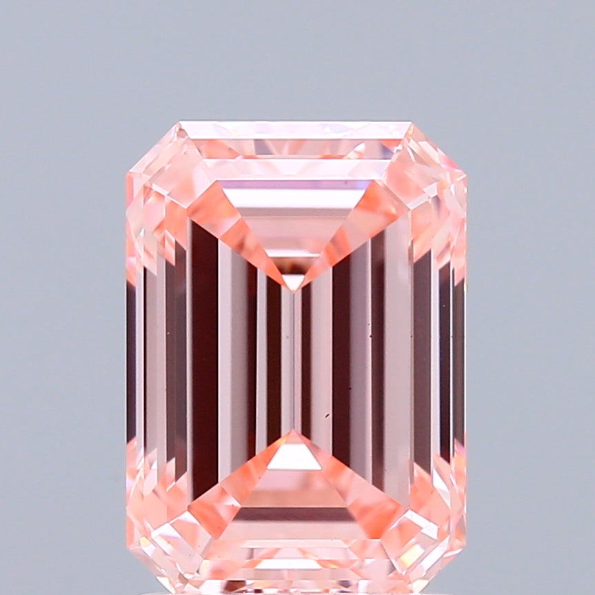 2.15 Carat Emerald Shaped, Ideal Cut, FANCY INTENSE PINK Color, VS1 Clarity, IGI Certified Lab Grown Diamond