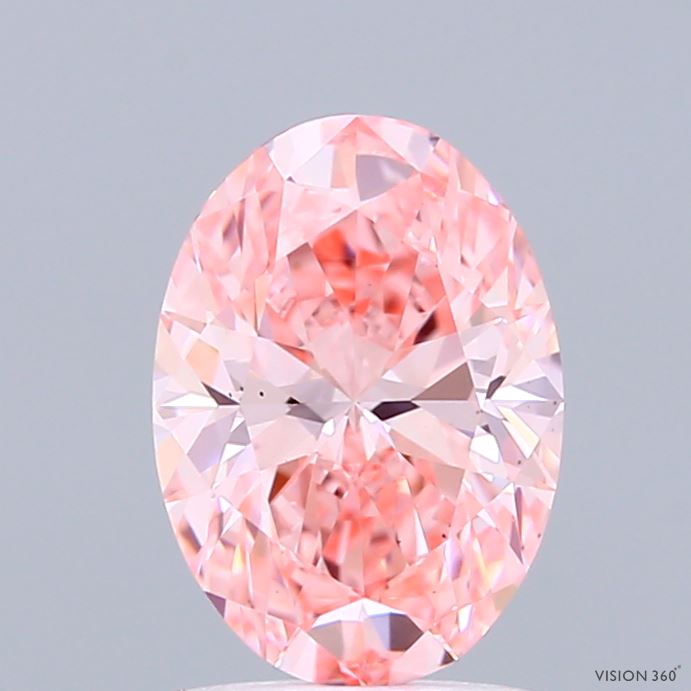 1.50 Carat Oval Shaped, Ideal Cut, FANCY VIVID PINK Color, VS1 Clarity, IGI Certified Lab Grown Diamond