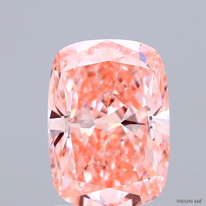 1.76 Carat Cushion Shaped, Ideal Cut, FANCY VIVID PINK Color, VS1 Clarity, IGI Certified Lab Grown Diamond