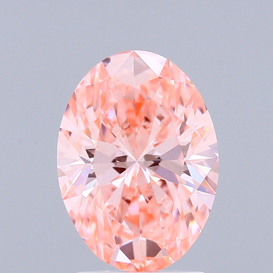 2.03 Carat Oval Shaped, Ideal Cut, FANCY VIVID PINK Color, VS1 Clarity, IGI Certified Lab Grown Diamond