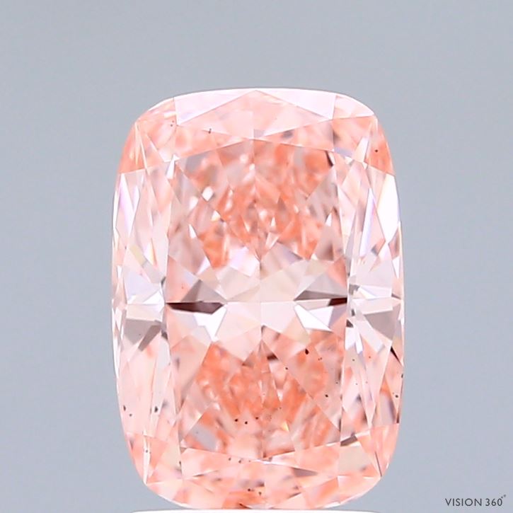 1.82 Carat Cushion Shaped, Ideal Cut, FANCY VIVID PINK Color, VS2 Clarity, IGI Certified Lab Grown Diamond