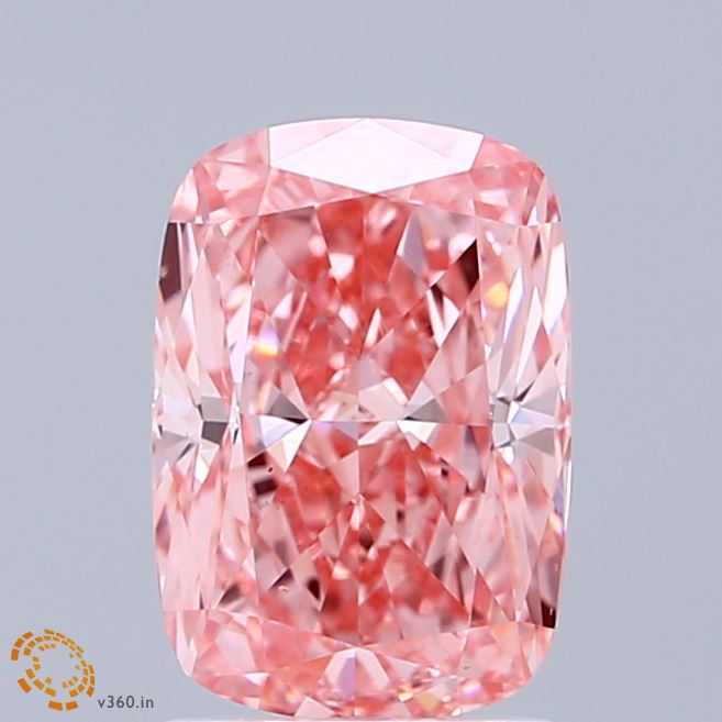 2.03 Carat Cushion Shaped, Ideal Cut, FANCY VIVID PINK Color, VVS2 Clarity, IGI Certified Lab Grown Diamond