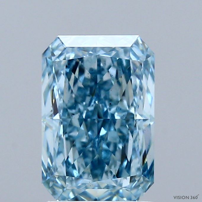 2.10 Carat Radiant Shaped, Ideal Cut, FANCY VIVID BLUE Color, VS1 Clarity, IGI Certified Lab Grown Diamond