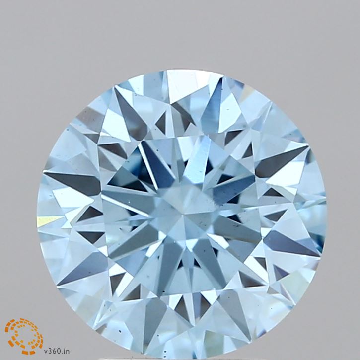 2.91 Carat Round Shaped, Ideal Cut, FANCY VIVID BLUE Color, VS2 Clarity, IGI Certified Lab Grown Diamond