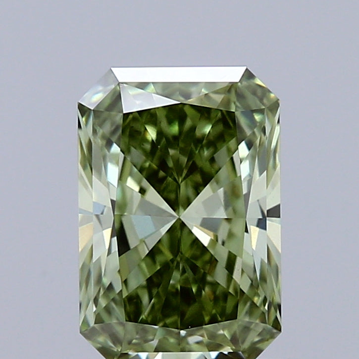1.11 Carat Radiant Shaped, Ideal Cut, FANCY VIVID GREEN Color, VS1 Clarity, IGI Certified Lab Grown Diamond