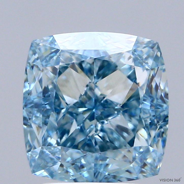 4.47 Carat Cushion Shaped, Ideal Cut, FANCY INTENSE BLUE Color, VS1 Clarity, IGI Certified Lab Grown Diamond