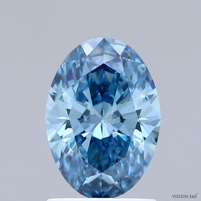 1.05 Carat Oval Shaped, Ideal Cut, FANCY VIVID BLUE Color, VS1 Clarity, IGI Certified Lab Grown Diamond