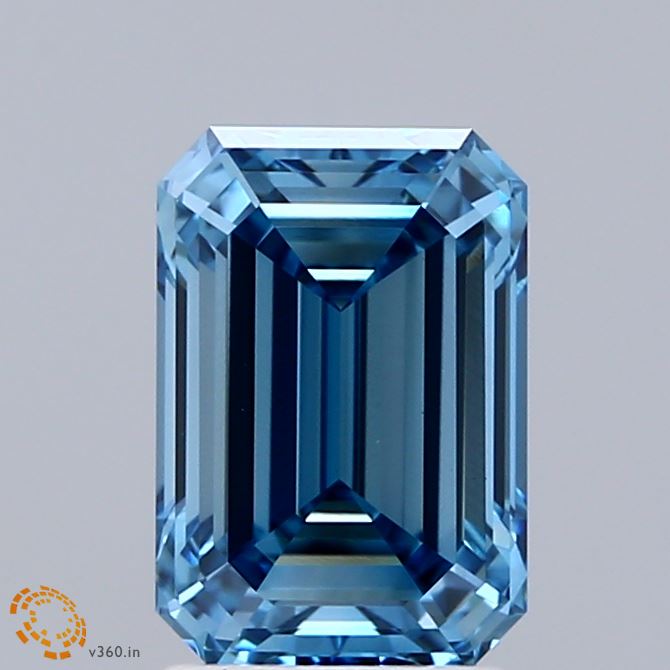 2.19 Carat Emerald Shaped, Ideal Cut, FANCY VIVID BLUE Color, VVS2 Clarity, IGI Certified Lab Grown Diamond