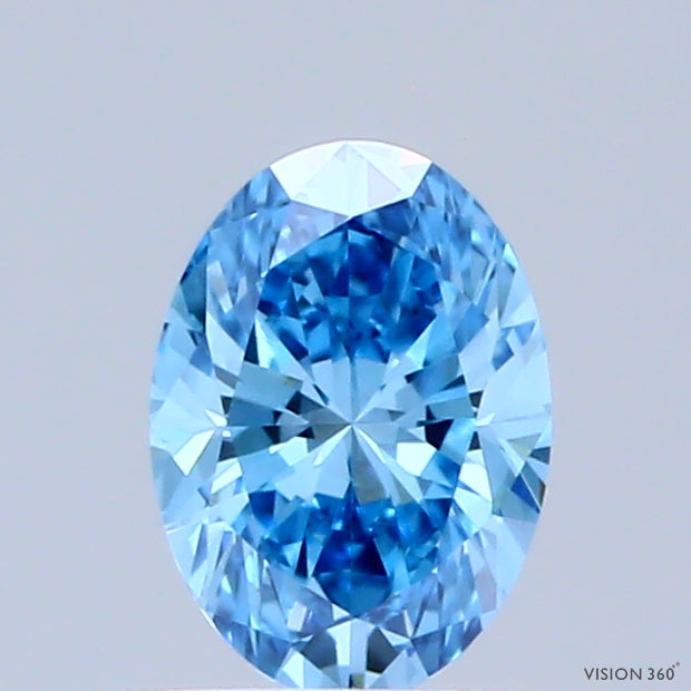 0.47 Carat Oval Shaped, Excellent Cut, FANCY VIVID BLUE Color, VVS1 Clarity, IGI Certified Lab Grown Diamond