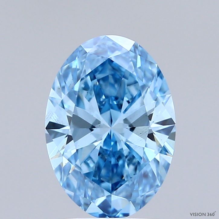 1.50 Carat Oval Shaped, Ideal Cut, FANCY VIVID BLUE Color, VS2 Clarity, IGI Certified Lab Grown Diamond