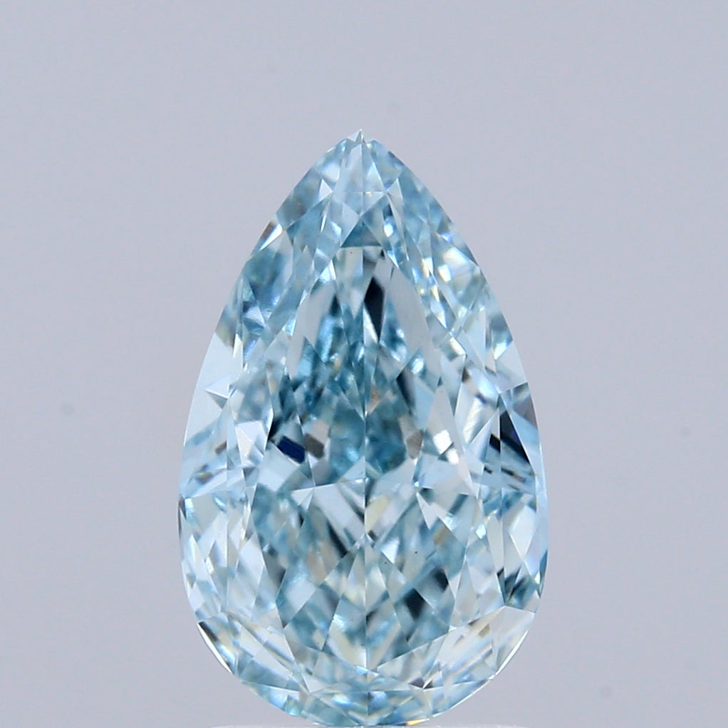 2.06 Carat Pear Shaped, Ideal Cut, FANCY INTENSE BLUE Color, VS1 Clarity, IGI Certified Lab Grown Diamond