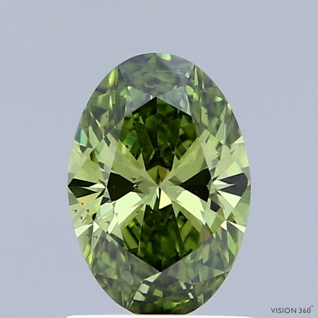 1.00 Carat Oval Shaped, Ideal Cut, FANCY VIVID GREEN Color, VS2 Clarity, IGI Certified Lab Grown Diamond