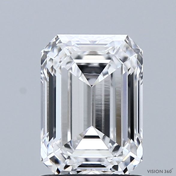 1.37 Carat Emerald Shaped, Ideal Cut, D Color, VVS2 Clarity, IGI Certified Lab Grown Diamond