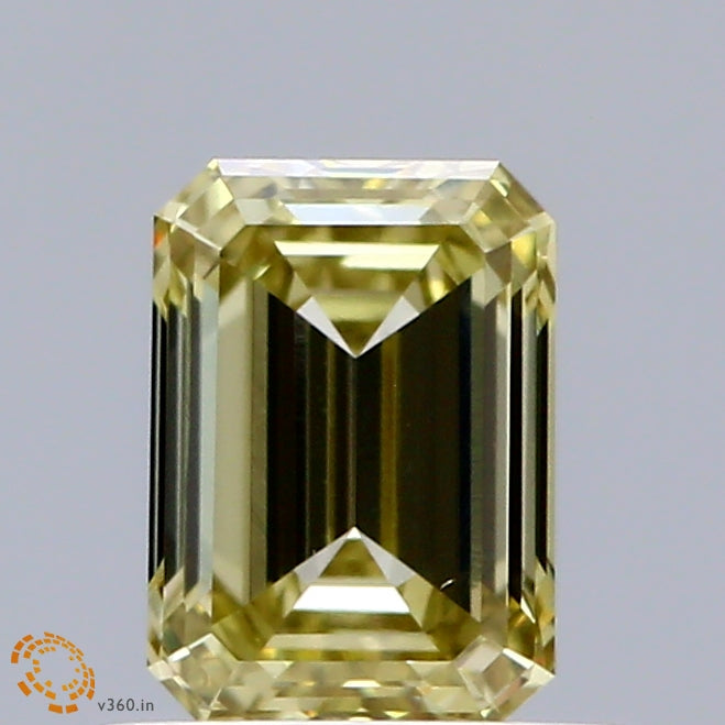 0.83 Carat Emerald Shaped, Ideal Cut, FANCY INTENSE YELLOW Color, VS1 Clarity, IGI Certified Lab Grown Diamond