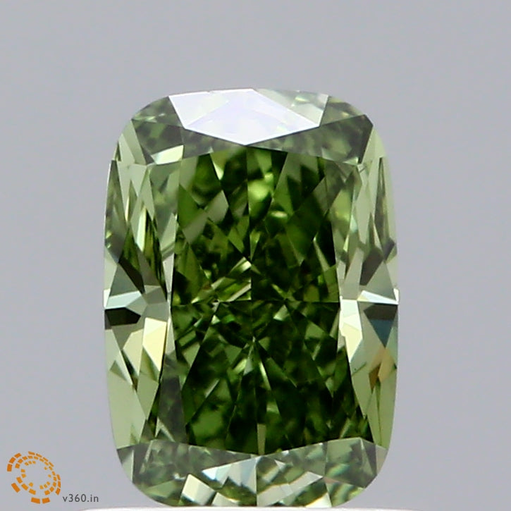 1.01 Carat Cushion Shaped, Ideal Cut, FANCY VIVID GREEN Color, VS1 Clarity, IGI Certified Lab Grown Diamond