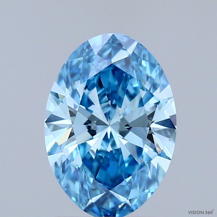 1.70 Carat Oval Shaped, Ideal Cut, FANCY VIVID BLUE Color, VS1 Clarity, IGI Certified Lab Grown Diamond