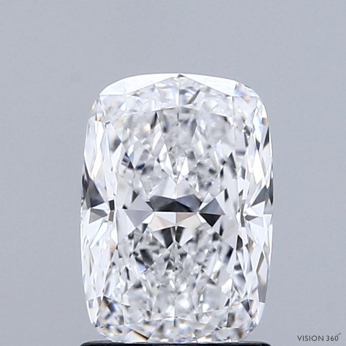 1.57 Carat Cushion Shaped, Ideal Cut, D Color, VVS2 Clarity, IGI Certified Lab Grown Diamond