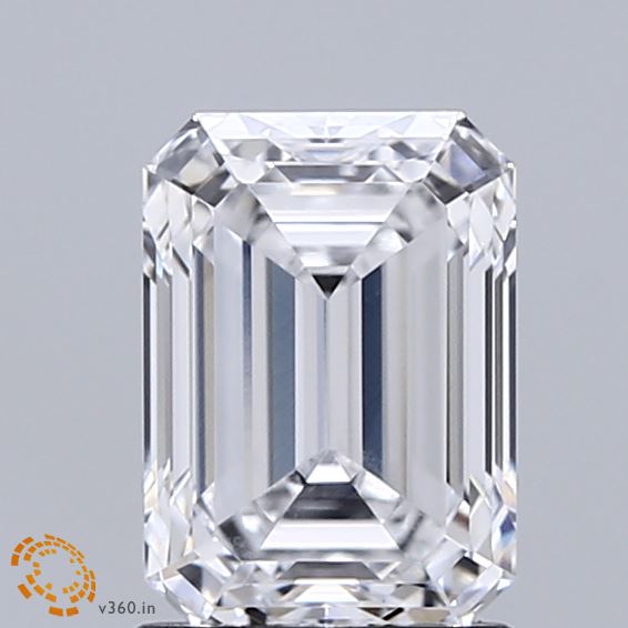 1.59 Carat Emerald Shaped, Ideal Cut, D Color, VVS1 Clarity, IGI Certified Lab Grown Diamond