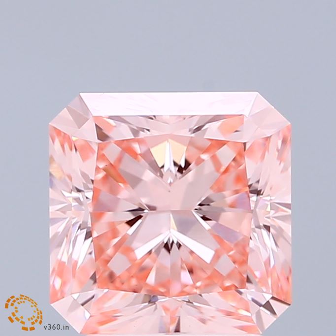 3.01 Carat Radiant Shaped, Ideal Cut, FANCY INTENSE PINK Color, VS1 Clarity, IGI Certified Lab Grown Diamond