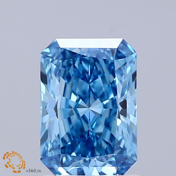 1.26 Carat Radiant Shaped, Ideal Cut, FANCY VIVID BLUE Color, VVS2 Clarity, IGI Certified Lab Grown Diamond
