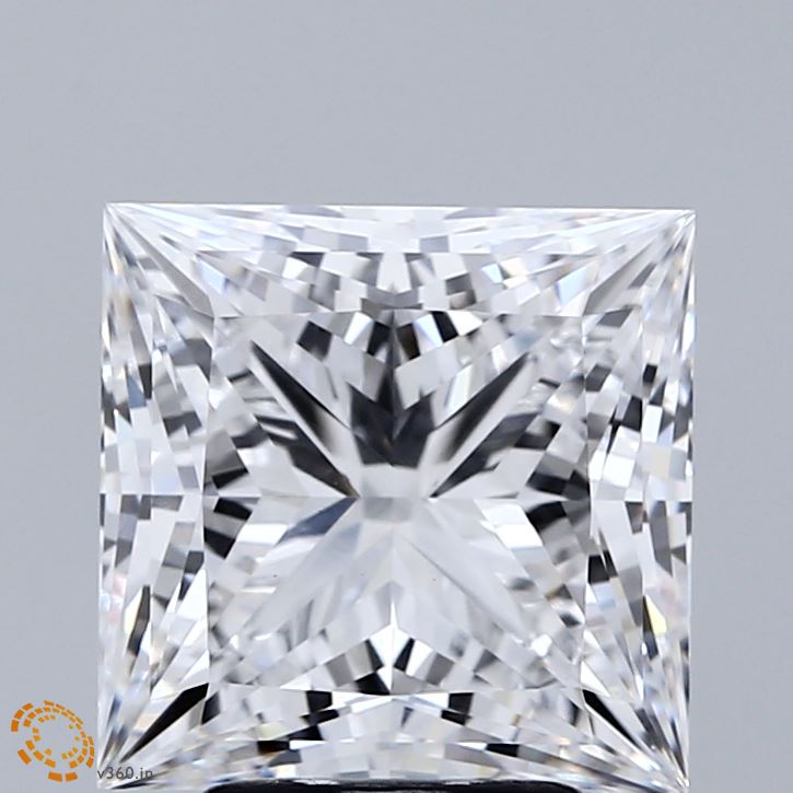4.01 Carat Princess Shaped, Ideal Cut, D Color, VVS2 Clarity, IGI Certified Lab Grown Diamond