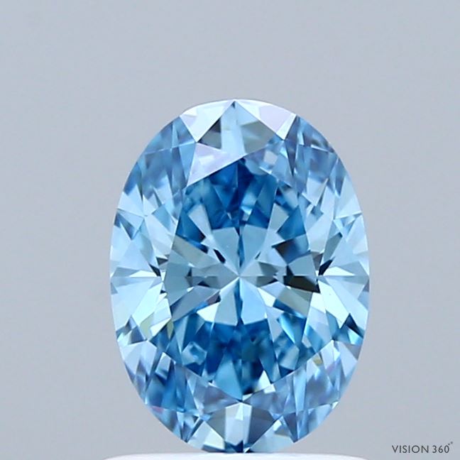 1.02 Carat Oval Shaped, Ideal Cut, FANCY VIVID BLUE Color, VVS2 Clarity, IGI Certified Lab Grown Diamond