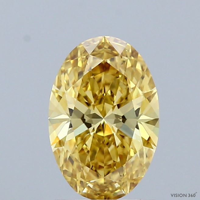 1.06 Carat Oval Shaped, Ideal Cut, FANCY INTENSE YELLOW Color, VS1 Clarity, IGI Certified Lab Grown Diamond