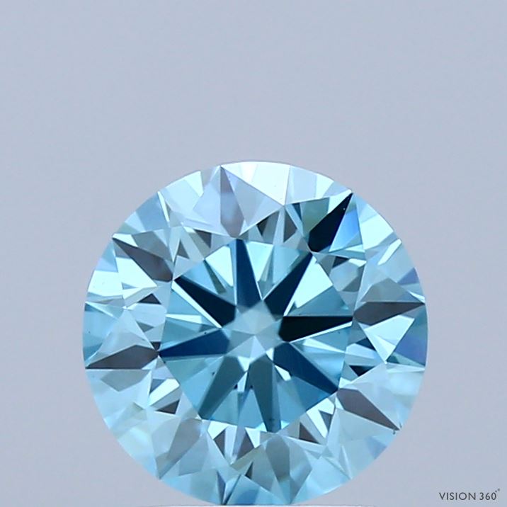 1.72 Carat Round Shaped, Excellent Cut, FANCY VIVID BLUE Color, VS1 Clarity, IGI Certified Lab Grown Diamond