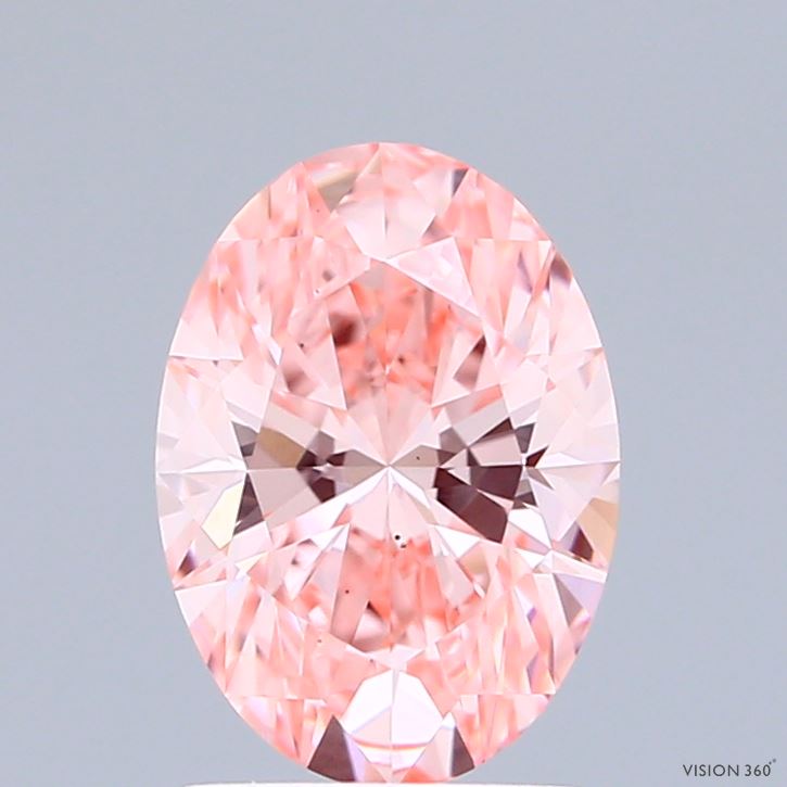 1.52 Carat Oval Shaped, Ideal Cut, FANCY VIVID PINK Color, VS1 Clarity, IGI Certified Lab Grown Diamond