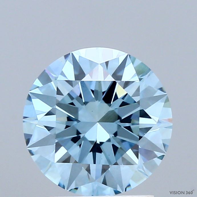 2.00 Carat Round Shaped, Excellent Cut, FANCY VIVID BLUE Color, VVS2 Clarity, IGI Certified Lab Grown Diamond