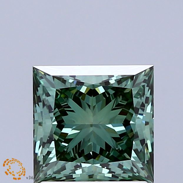1.77 Carat Princess Shaped, Ideal Cut, FANCY VIVID GREEN Color, VVS2 Clarity, IGI Certified Lab Grown Diamond