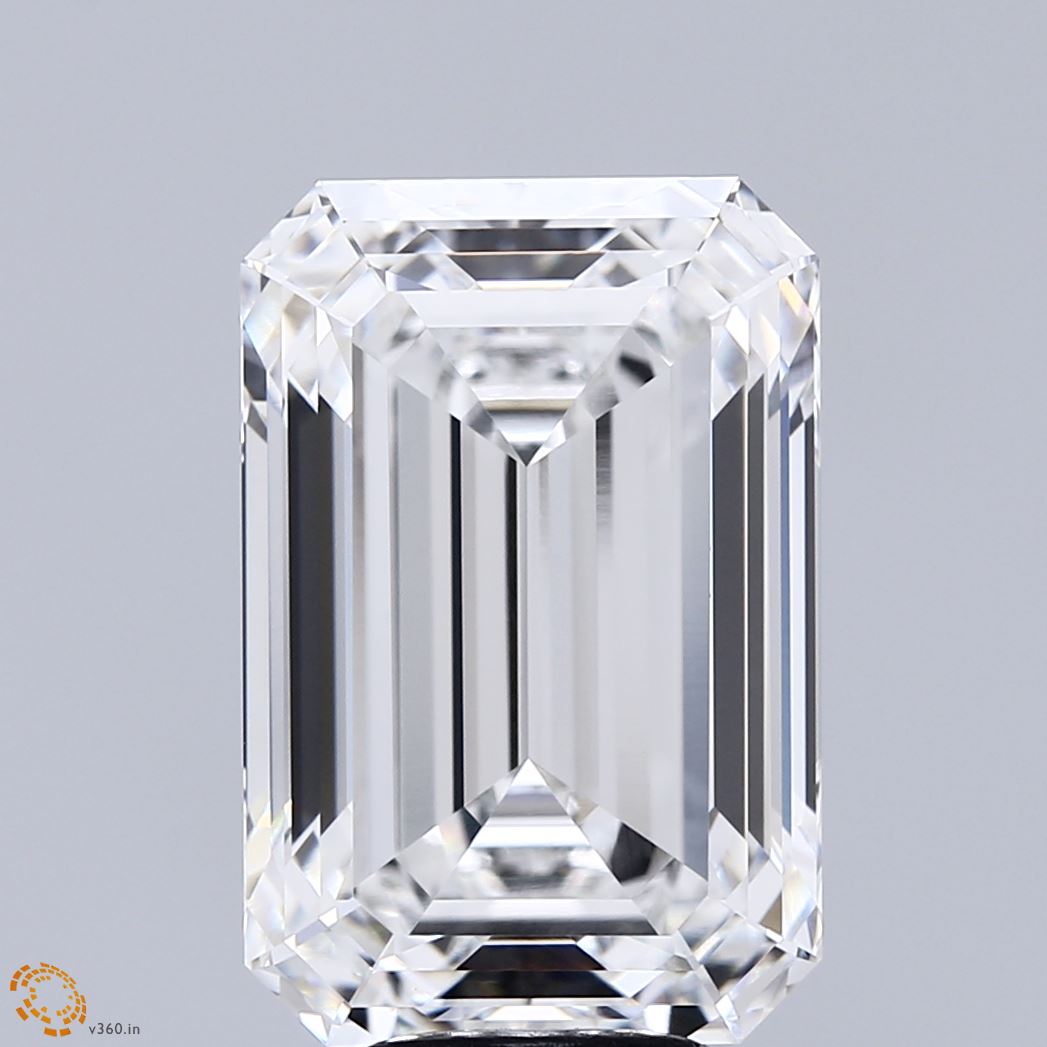 8.51 Carat Emerald Shaped, Ideal Cut, E Color, VVS2 Clarity, IGI Certified Lab Grown Diamond